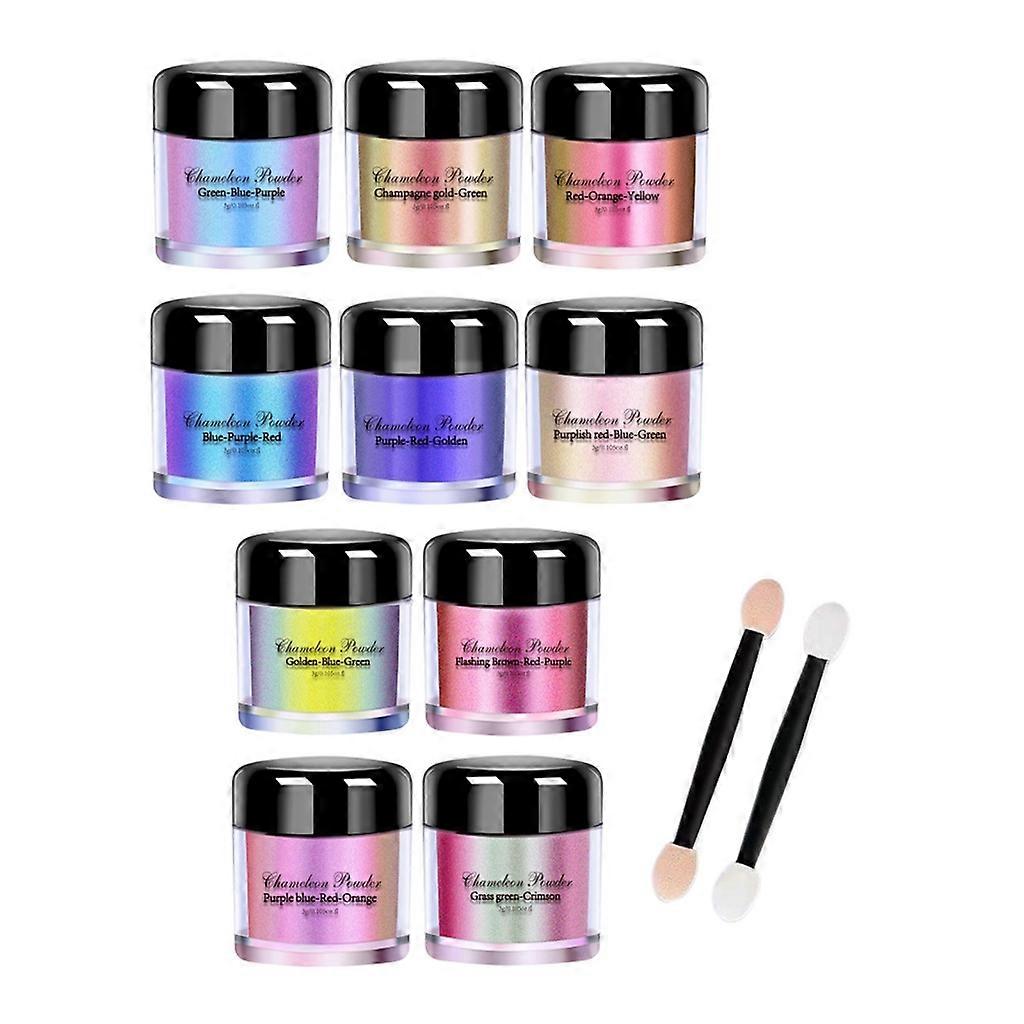 10 ألوان كريستال قطرة بريق مسحوق تغيير اللون مسحوق غبار التنين