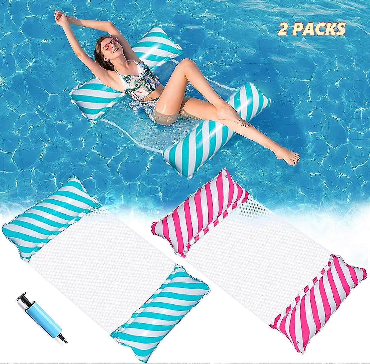 Floating Hammock 2pcs, 4-in-1 Inflatable Hammock Swimming Pool Inflatable Water Hammock, Foldable Floating Hammock Float Ultralight, Lounger Float for