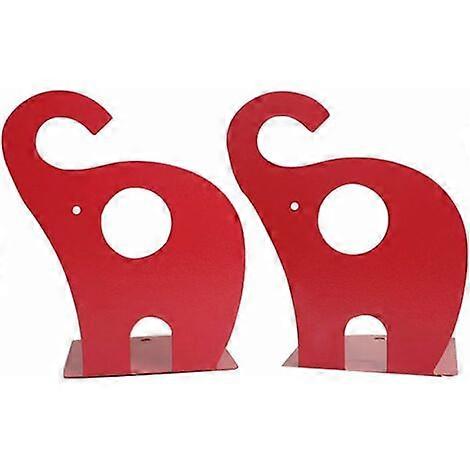 Non-Slip Elephant Pattern Children's Metal Bookend Decoration red