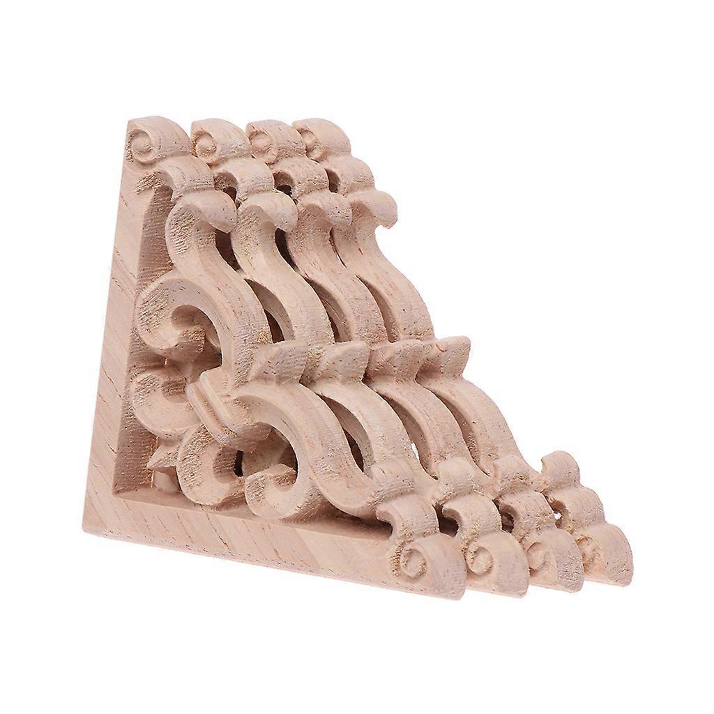 4pcs/set Wood Carved Corner Onlay Applique Unpainted Frame Cupboard Cabinet Dec