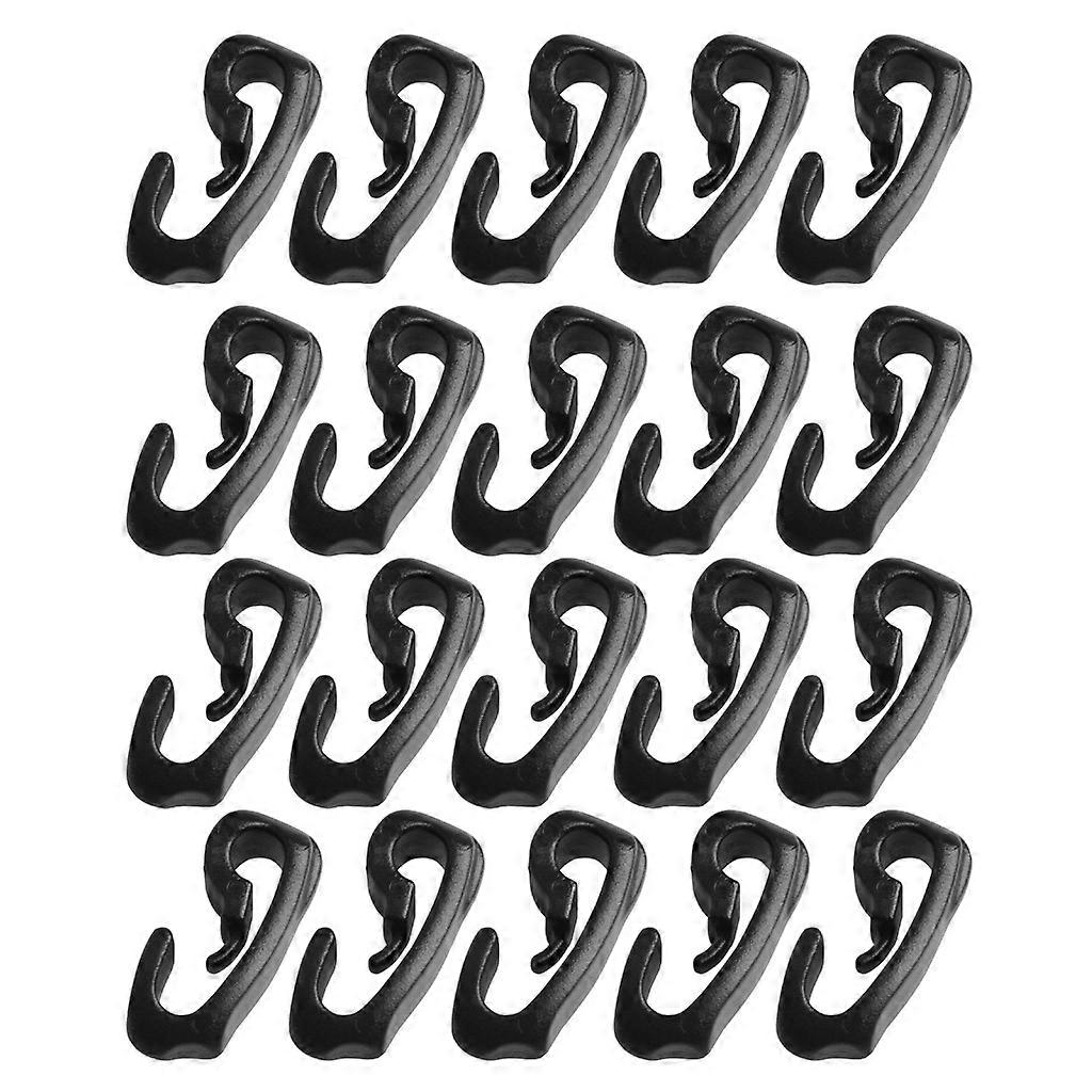20pcs Camping Accessories Camping Fixed Canopy Tools Plastic Tent Hooks, Black