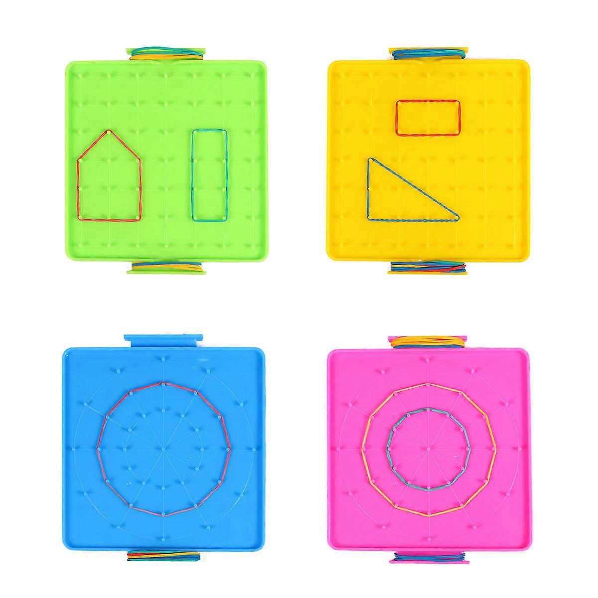 4pcs Geoboard Pegboard Plastic Nail Board Geometric Shape Learning Tools