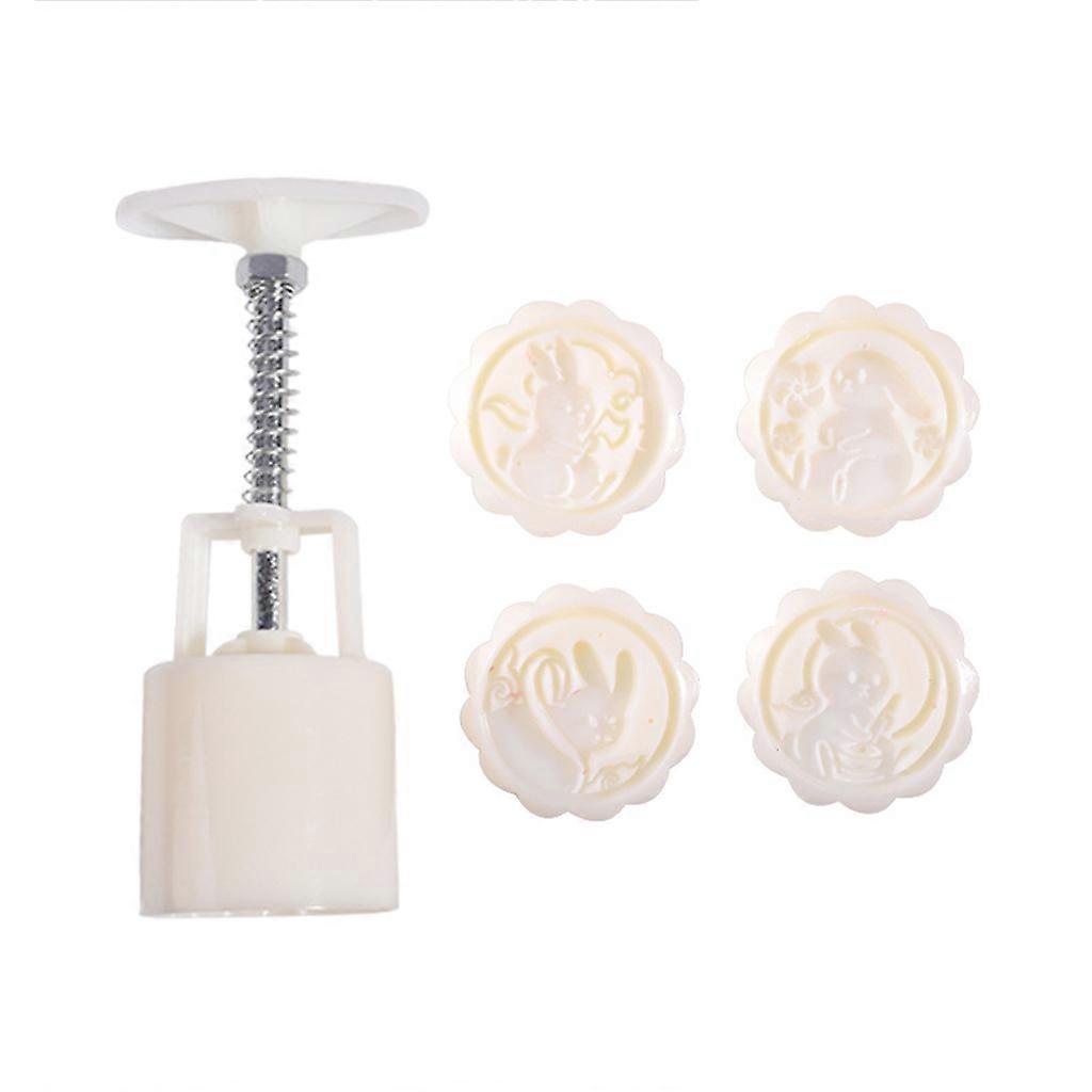 DIY Plastic Material Mooncake Mould Set Rabbit Shape Moon Cake Moulds Press Safe