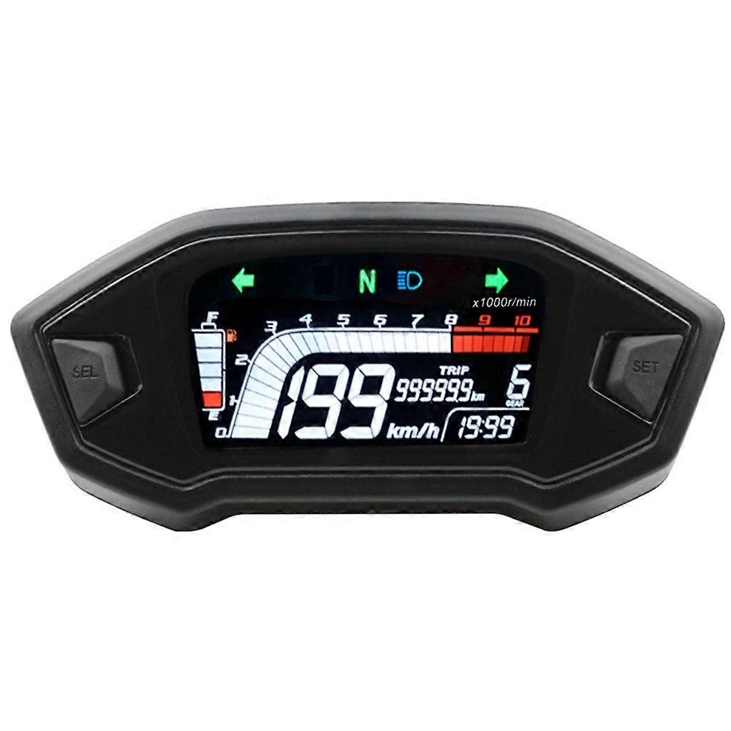 DC8-12V Multifunctional Motorcycle Dashboard Digital Speedometer Thermometer