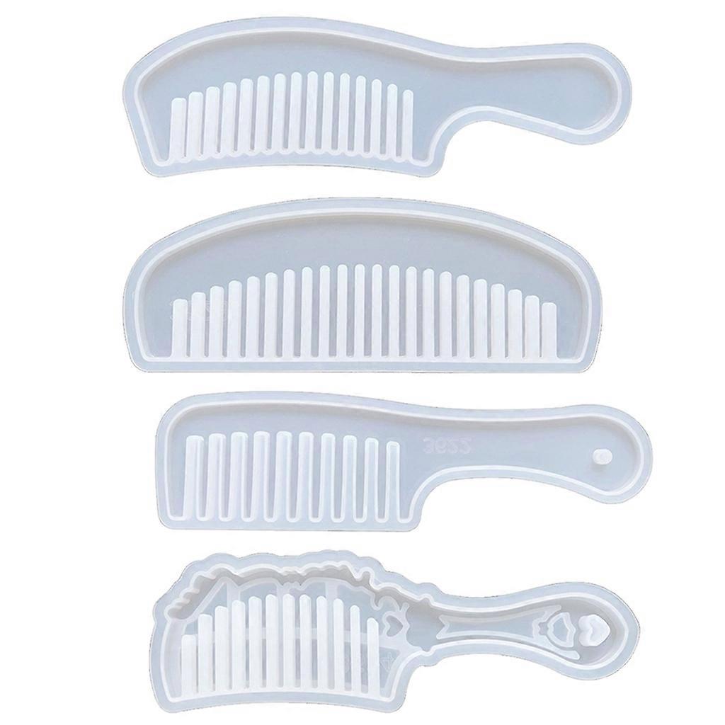 4 Pack Comb Shaped Resin Casting Moulds Silicone Material DIY Hand-Making Tools
