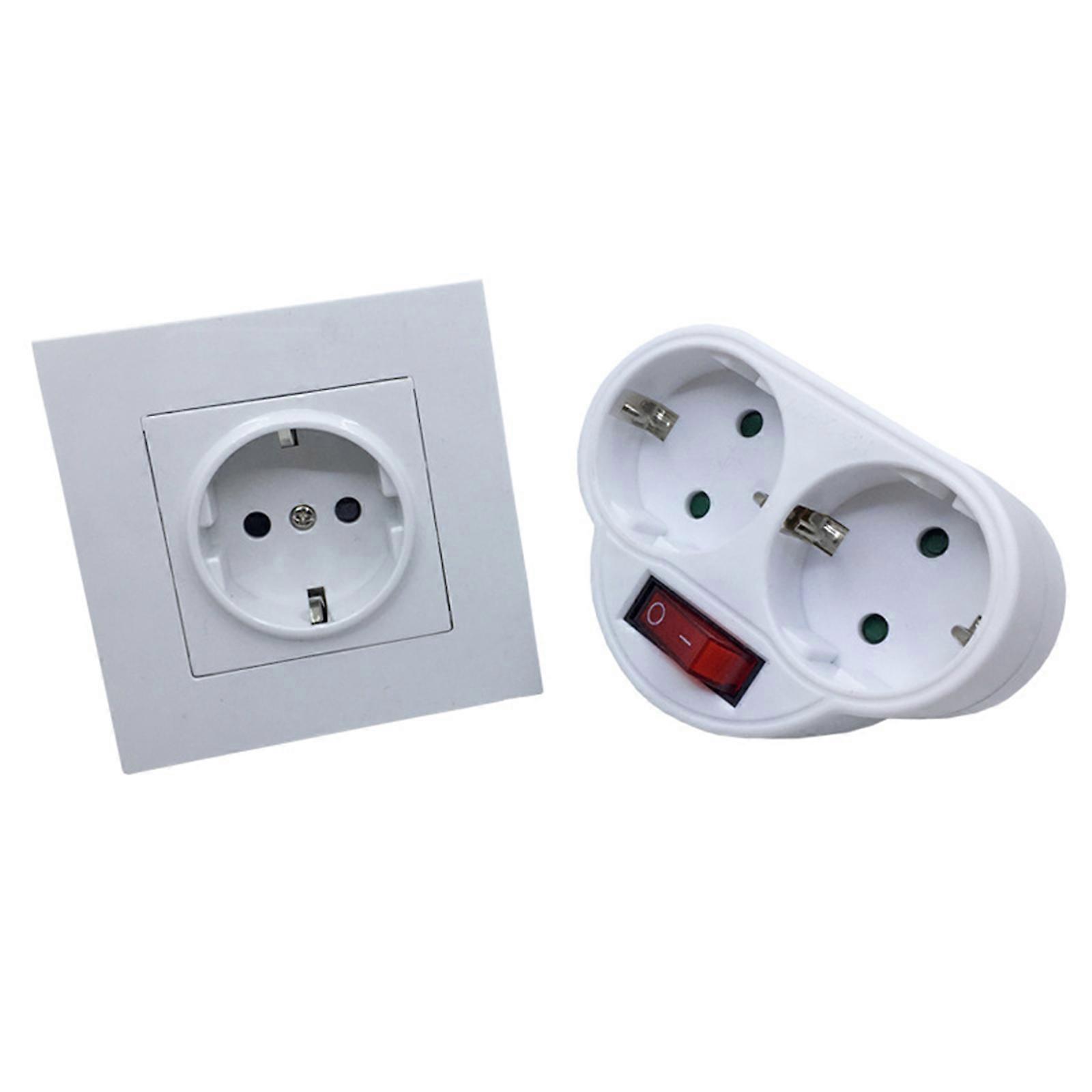 2023 New Upgraded  Euro Standard Dual Outlet Socket Adapter with Switch for Indoor Use