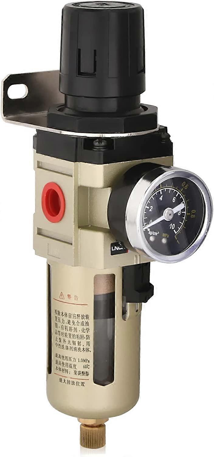 Water Separator Expansion Valve Compressed Air Regulator for Air Compressor, with Metal Screen, 3/8 Inch Filter