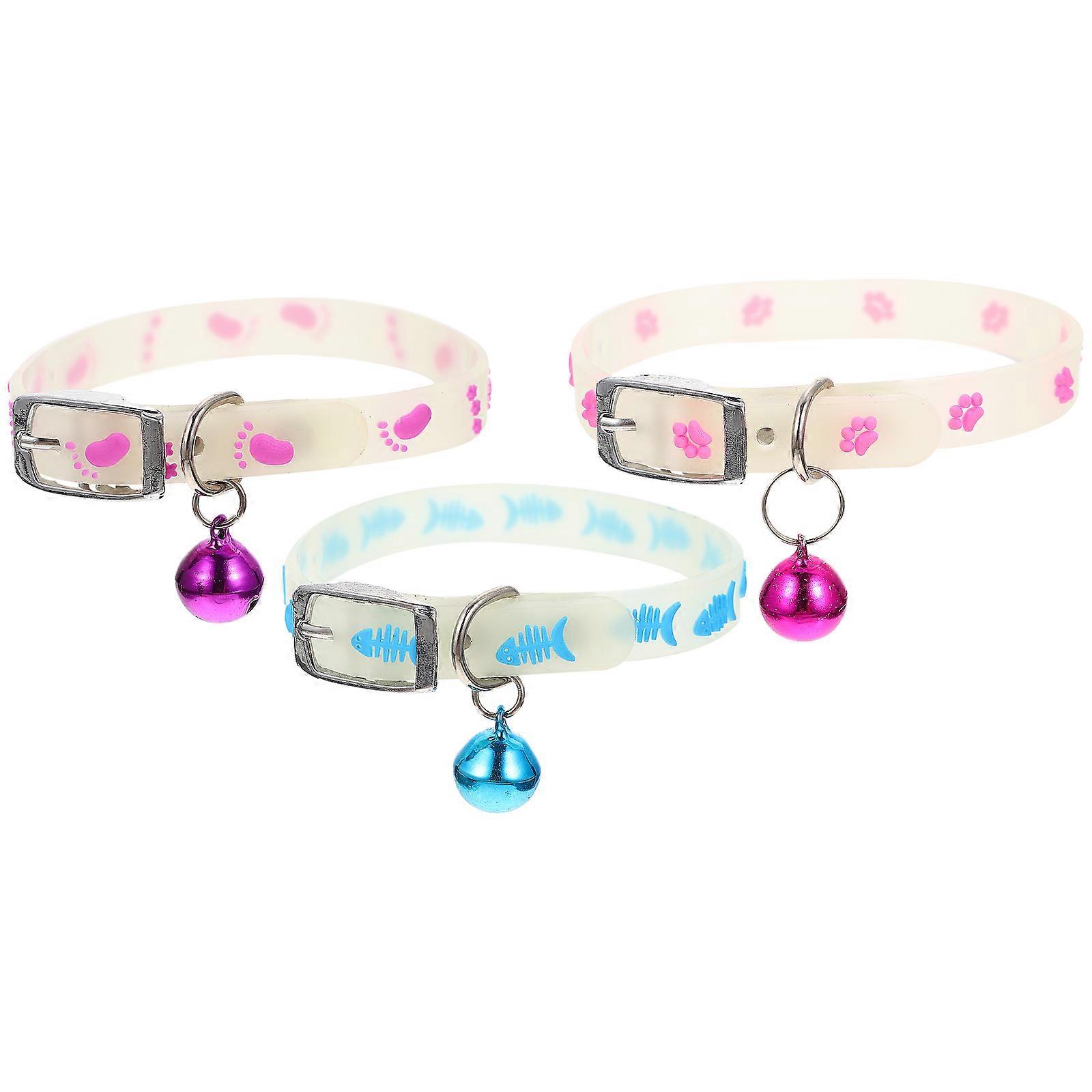 3Pcs Puppy Silicone Collar Decorative Dog Collar Fluorescent Cat Ornament