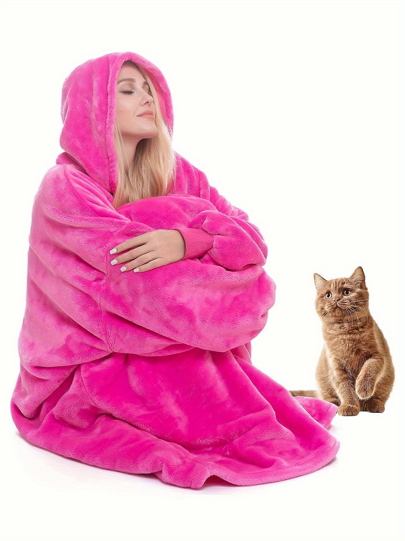 New style Women's Plus Size Oversized Wearable Blanket, Comfort Thick Flannel Hooded Unisex Loungewear Robe For Home