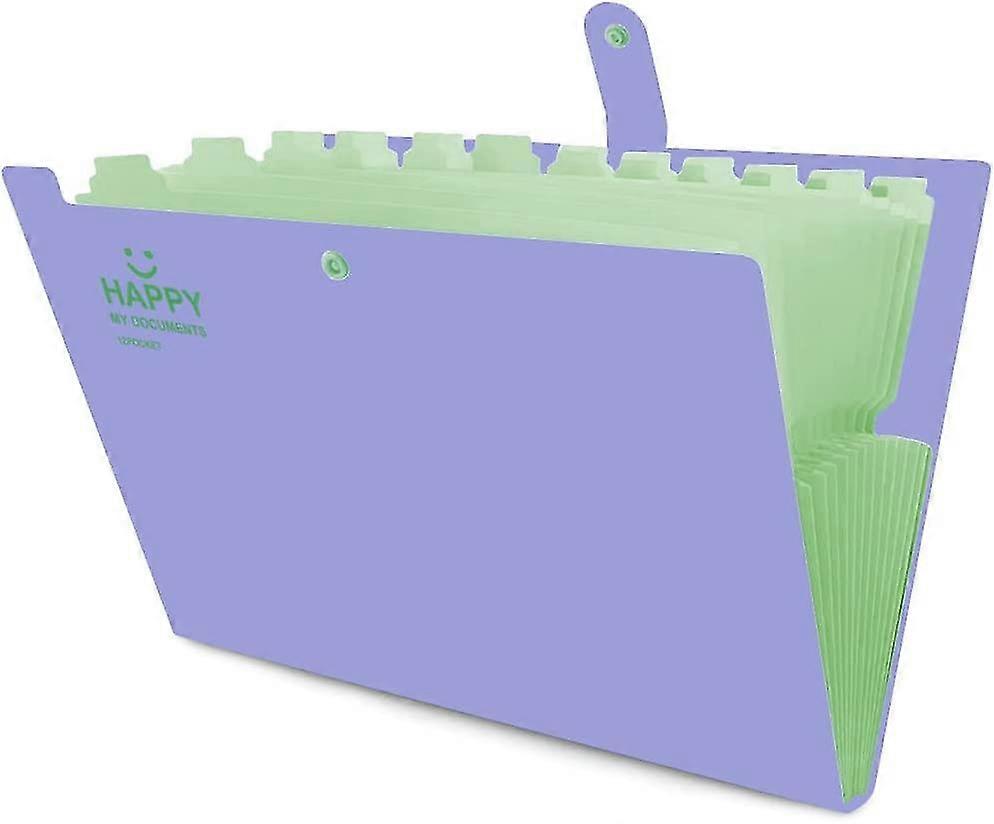 Portable A4 Expansion Folder Buckle Closure And 12 Compartments (purple)