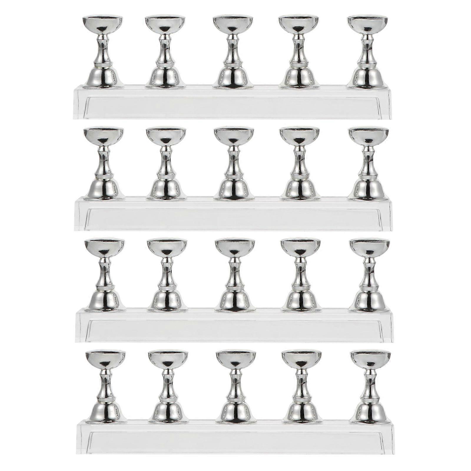 4pcs Nail Art Checkerboard Bracket Creative Display Stand Practice Nail Holder