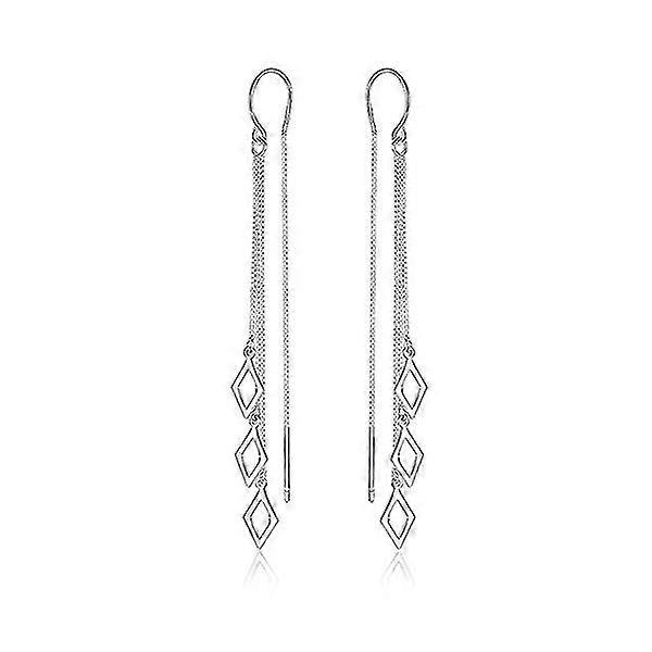 Geometric Rhombus Fringed Long Ear Wire