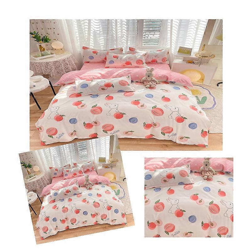 Luxury 4 Piece Set Bedding printed Quilt Cove Fitted Sheet Pillowcase Color D