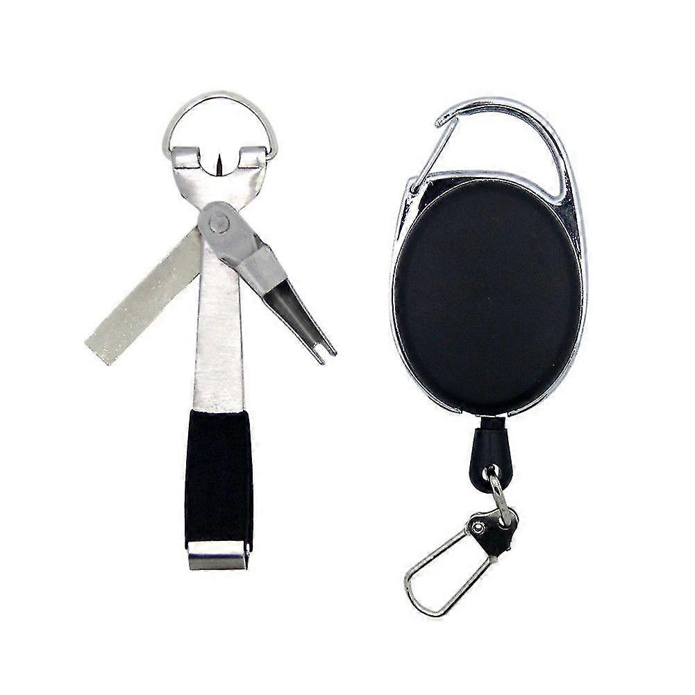 4 in 1 Quick Knot Tool Fly Fishing Clippers Line Nipper Tying with Zinger Tools