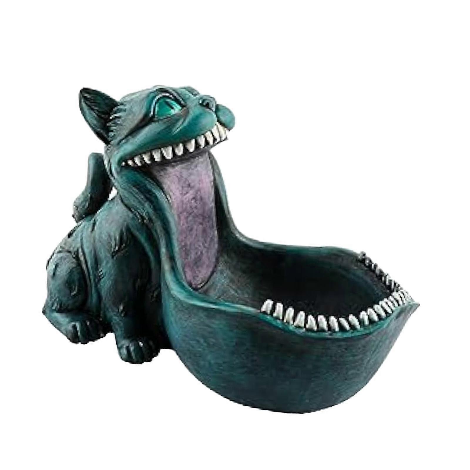 Cat Key Bowl for Entryway Table Large Mouth Sculpture for Housewarming Table Blue Cat