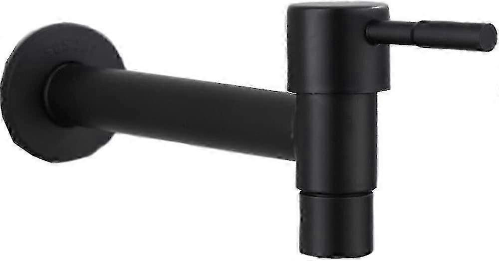 صنبور حمام سباحة ممسحة، صنبور حائط أسود، صنبور حائط، صنبور ماء بارد، حمام، حوض، شرفة، صنبور توفير المياه من الفولاذ المقاوم للصدأ للمطبخ (أسود)