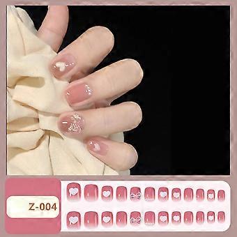 Charmoso Curto Press-on Unhas Atraentes Reutilizáveis Unhas Postiças Jelly Glue Modelo