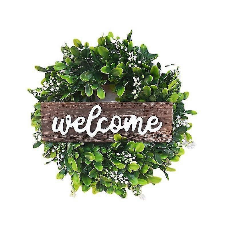 11.8 Inch Green Eucalyptus Wreath For Front Door- Handicraft Bamboo Frame With Versatile Silk Leaves - Ideal Spring Summer Decorating For Indoor O,784