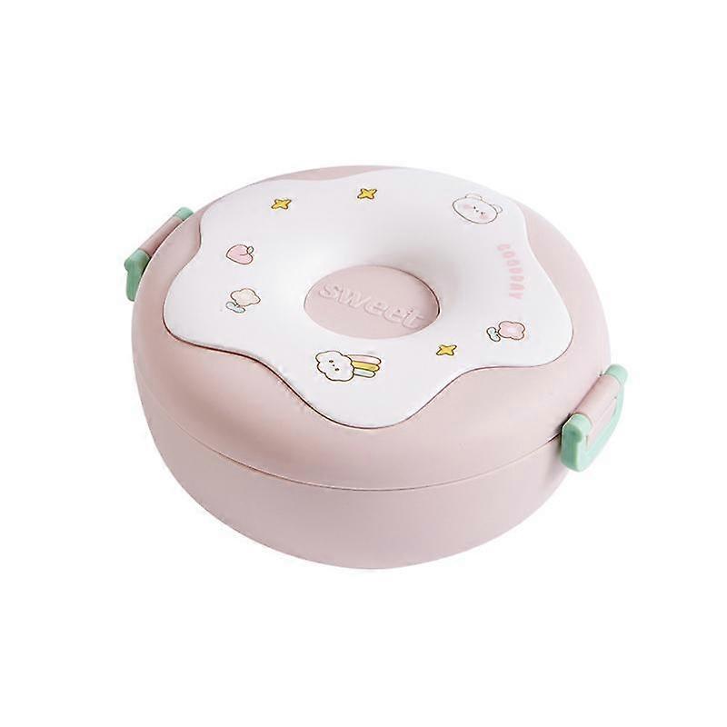 Lunch Box For Kid School Child Snack Box Donut Cartoon Leakproof Bento Box 3 Compartment Food Container