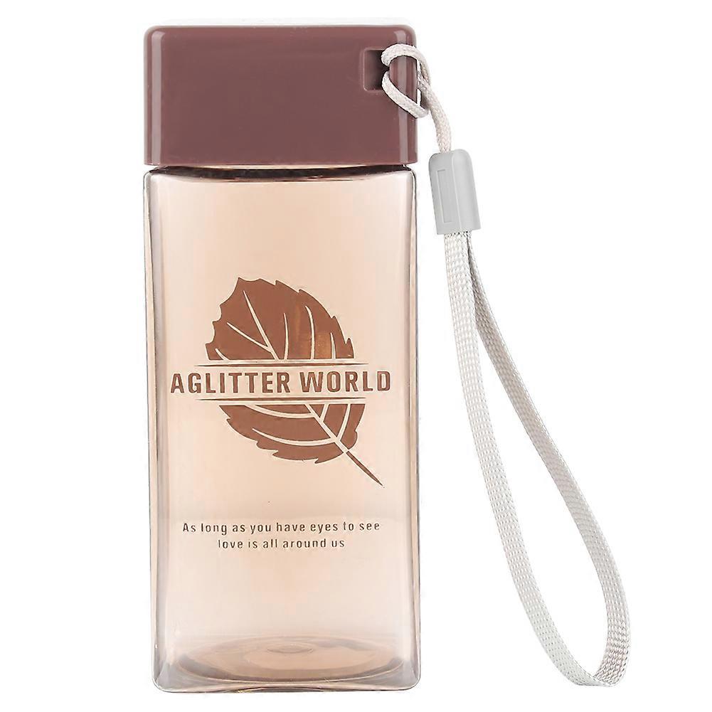 1Pc Portable Square Leaf Water Bottle Leakage-proof Bottles with Hanging Rope(Coffee)