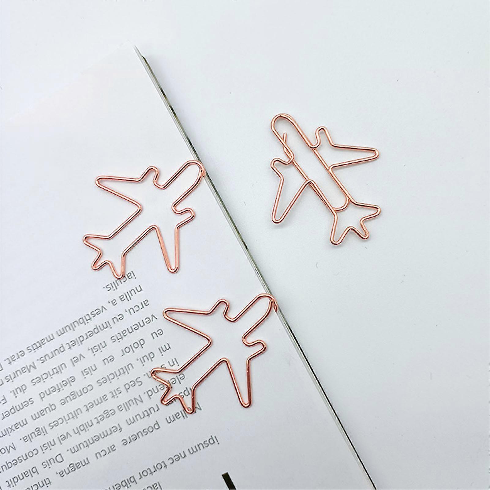 80 Pcs Airplane Paper Clips Rose Gold Color Anti-rust Paper Clips for Bookmarks Office School