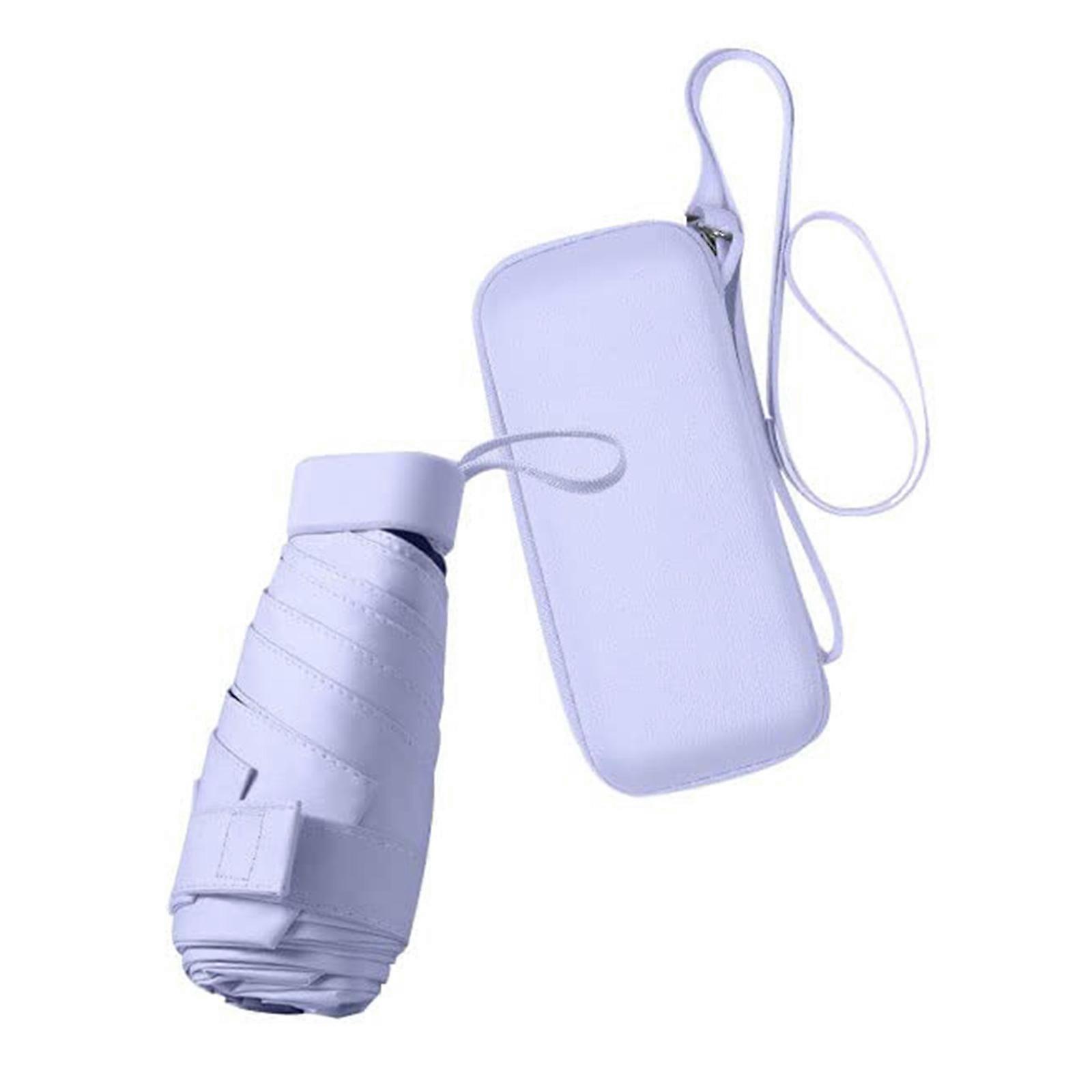Guarda-chuva de bolso portátil com revestimento de protetor solar Ótimo para viagens e deslocamentos Incluído Estojo de transporte roxo