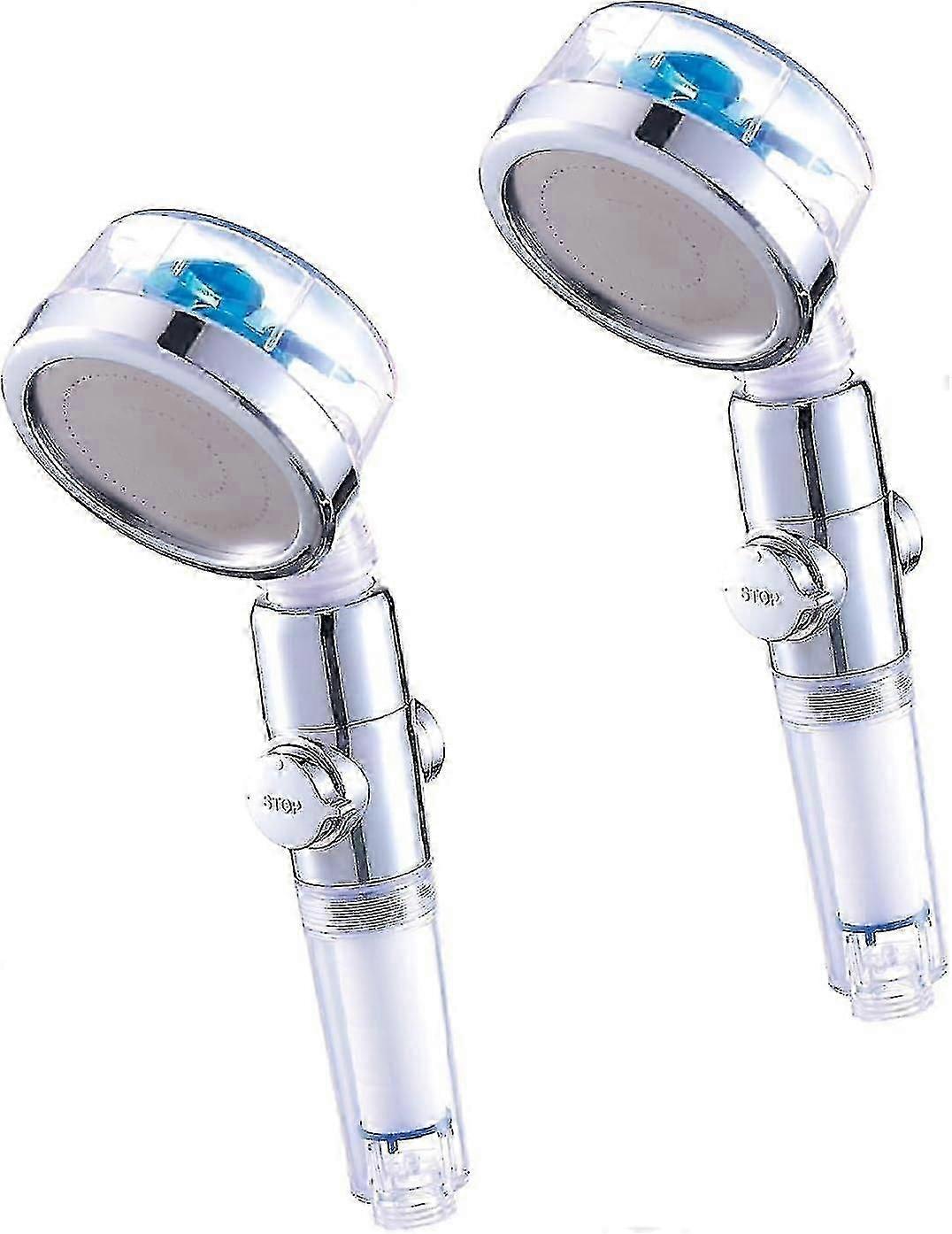 Eco-tornado Blue - Double Pack - Κεφαλή ντους που αυξάνει την πίεση εξοικονόμησης νερού - 360 Περιστρεφόμενο ντους χεριών - Κεφαλή ντους με λειτουργία κατά των αλάτων