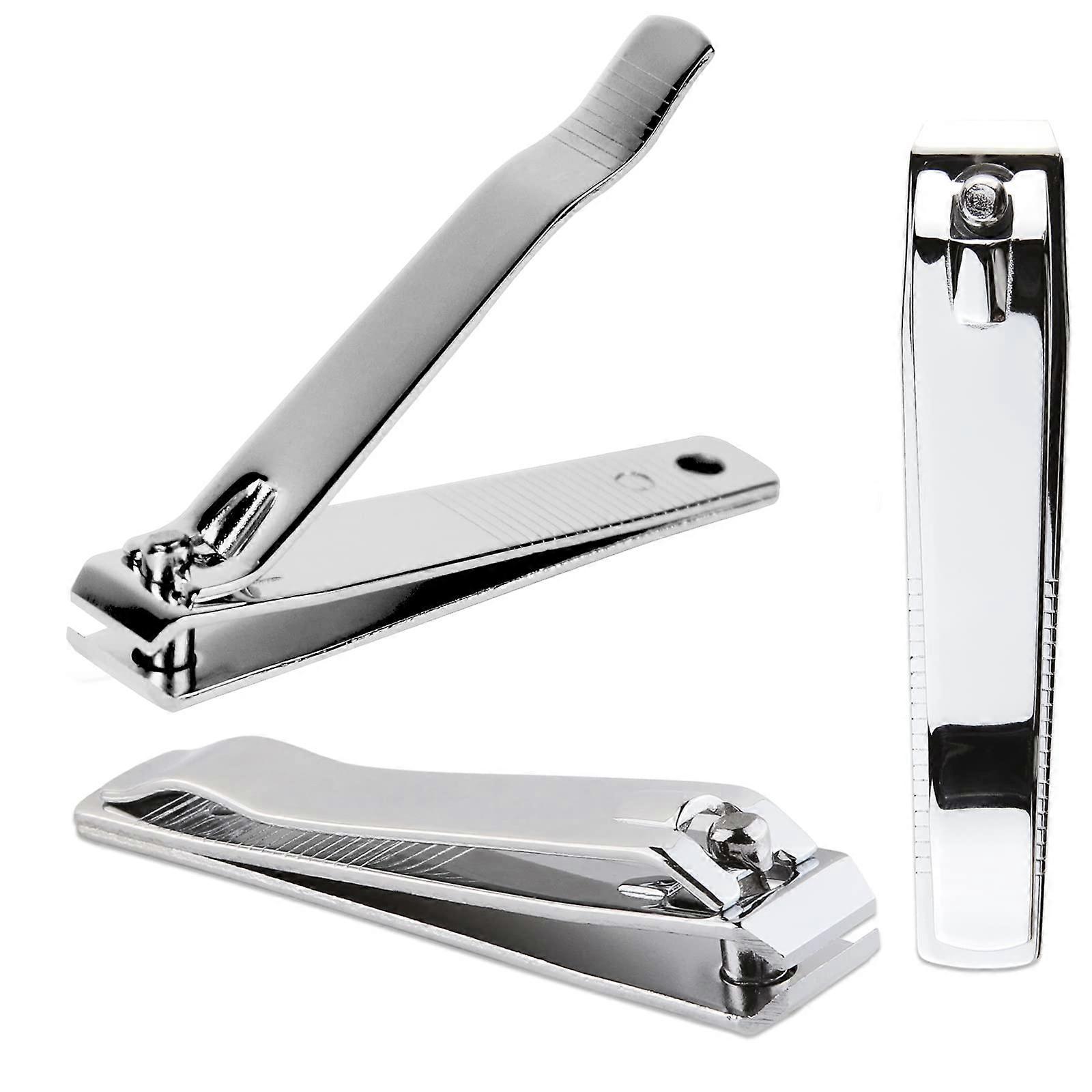 Large Stainless Steel Nail Clipper Set, 3 Pcs Ultra Sharp Fingernail Grooming Tool, Sturdy Silver Design, Large Size