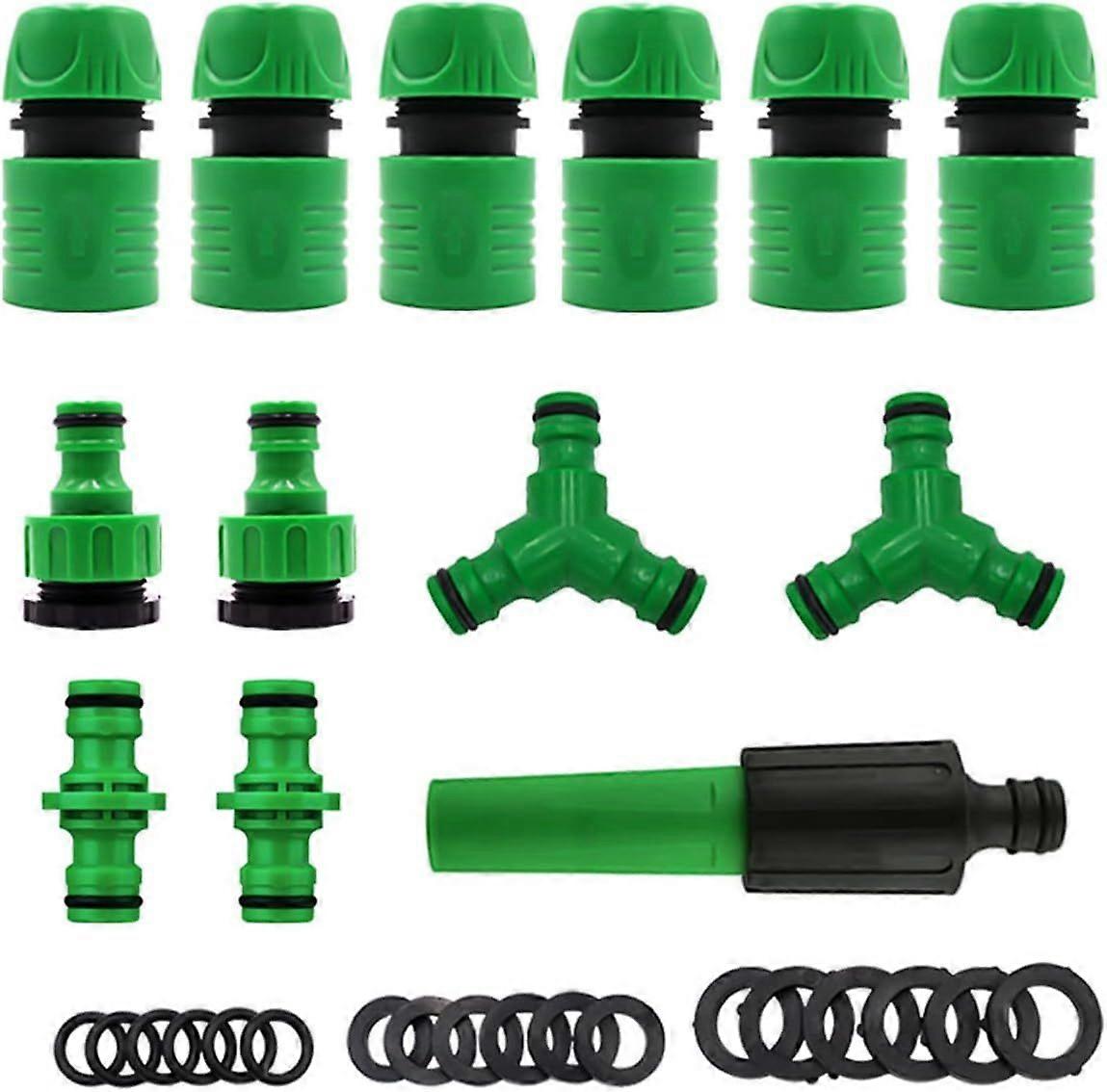 Garden Hose Connector Kit, Garden Hose Connection (2 Double Plug Hose Connectors, 6 Hose Quick Connector, 2 Tap Connector for Taps with Thread)
