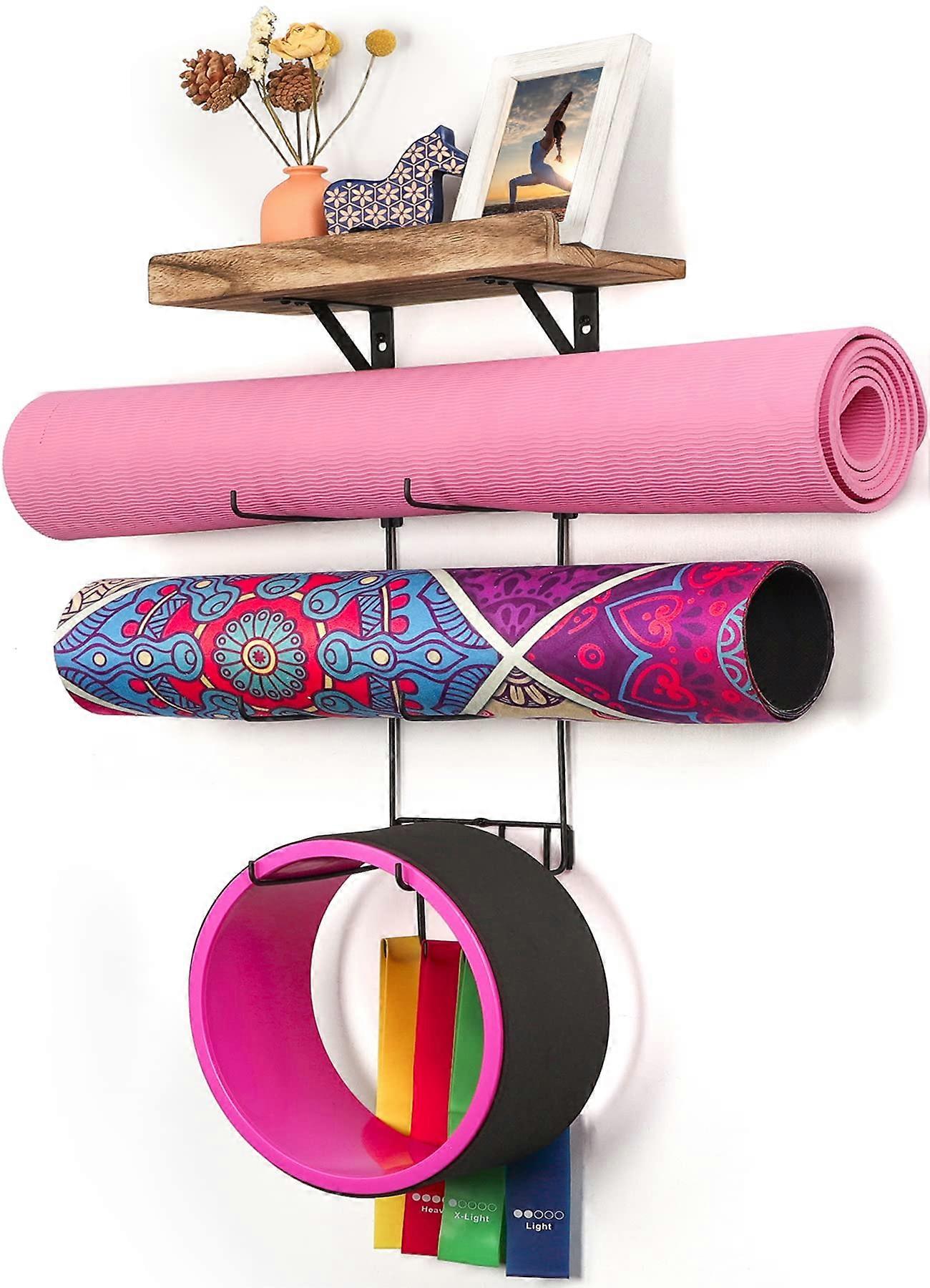 Carbonized Yoga Mat Holder for Home Gym, Adjustable Size, Durable Material, Compatible with Standard Mats