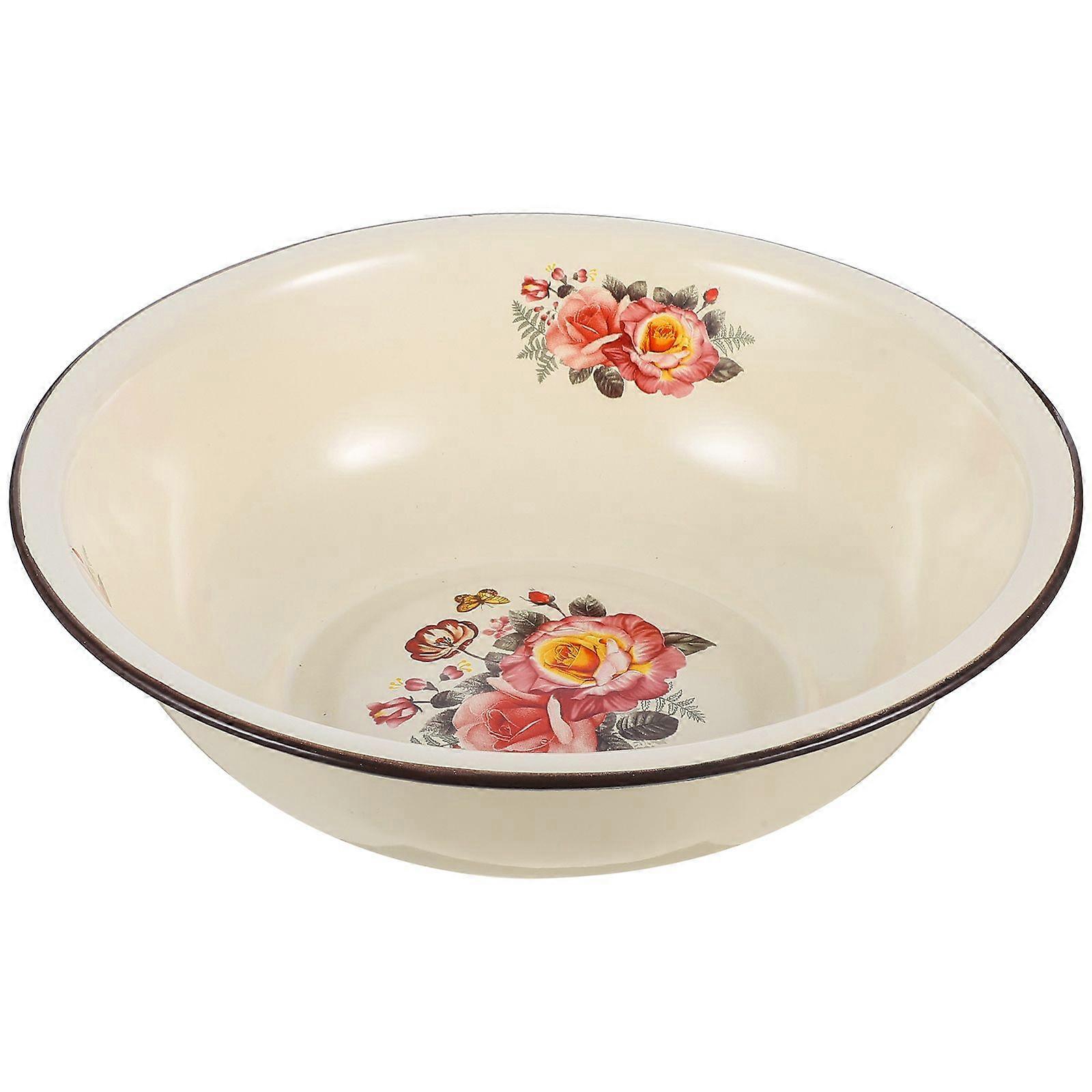 1Pc Retro Enameled Basin Thickened Mixing Basin Kitchen Supplies (Random Style)