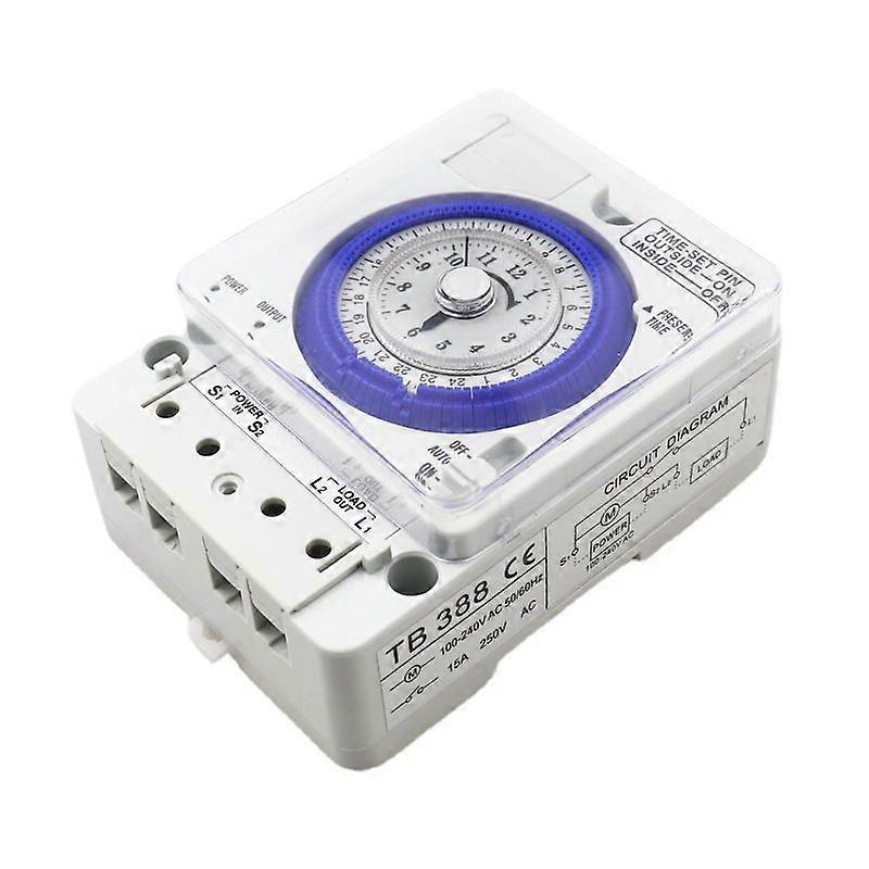 TB-388 Mechanical Timer Relay, Time Switch for 15 Minutes Interval and 24 Hours Duration, 11.2*8.3cm