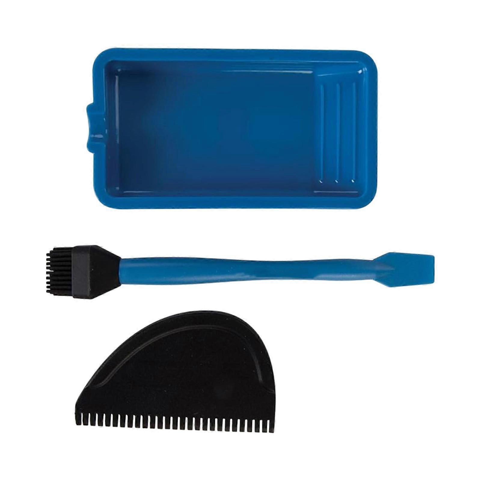 3x Woodworking Brush Tool Kit Glue Application Set for Gluing Various Plates Blue