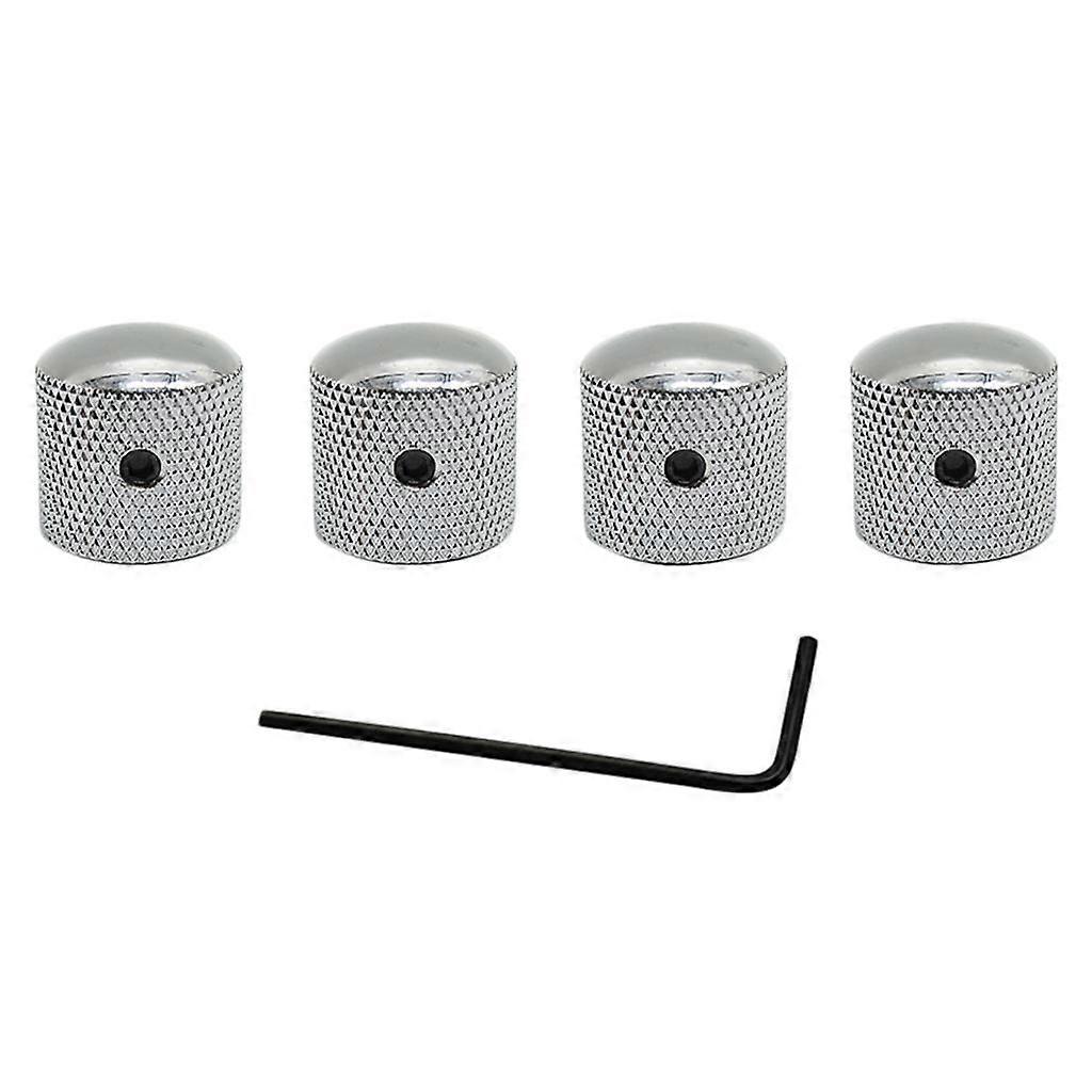 4 Metal Dome Control Knobs for Electric Guitar Pots Volume Button Black