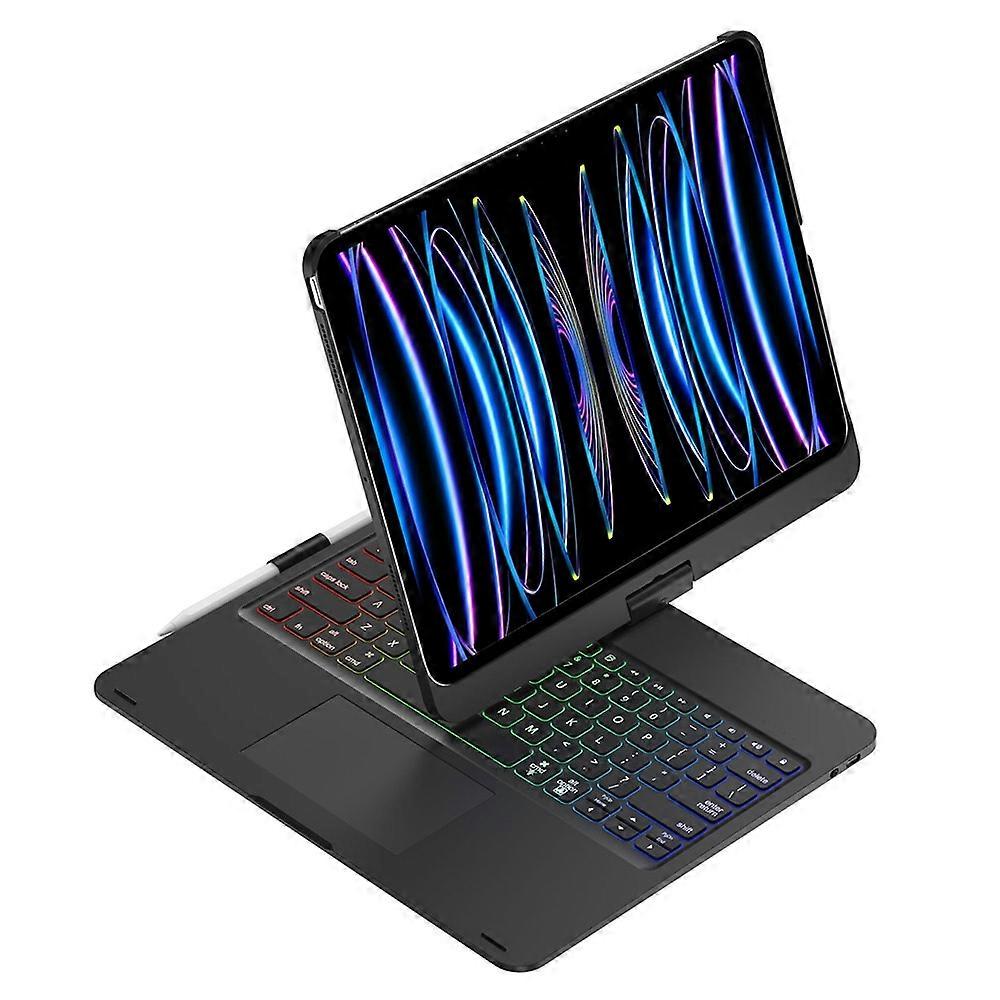 For iPad Pro 13 (2024) Trackpad Backlight Keyboard with Tablet Case-Black