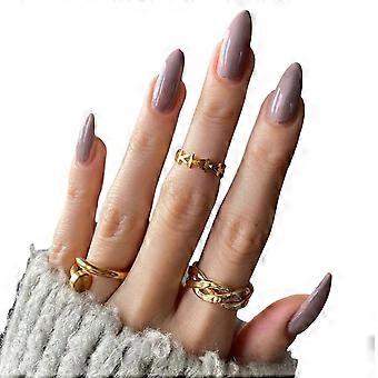 Yksiväriset painettavat kynnet, irrotettavat, kokopeitteiset tekokynnet, tee-se-itse-käyttöiset, keskipitkät tekokynnet, vinkit naisille ja tytöille, moniväriset