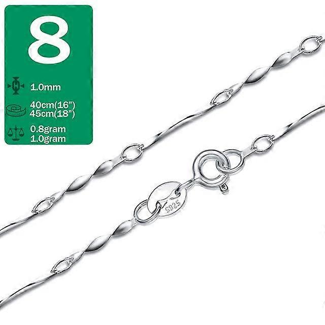 Trustdavis Oryginalny 925 srebrny łańcuszek z wężem z falą wodną dla kobiety 40 cm / 45 cm 0,7 / 0,8 mm naszyjnik z łańcuszkiem DC06