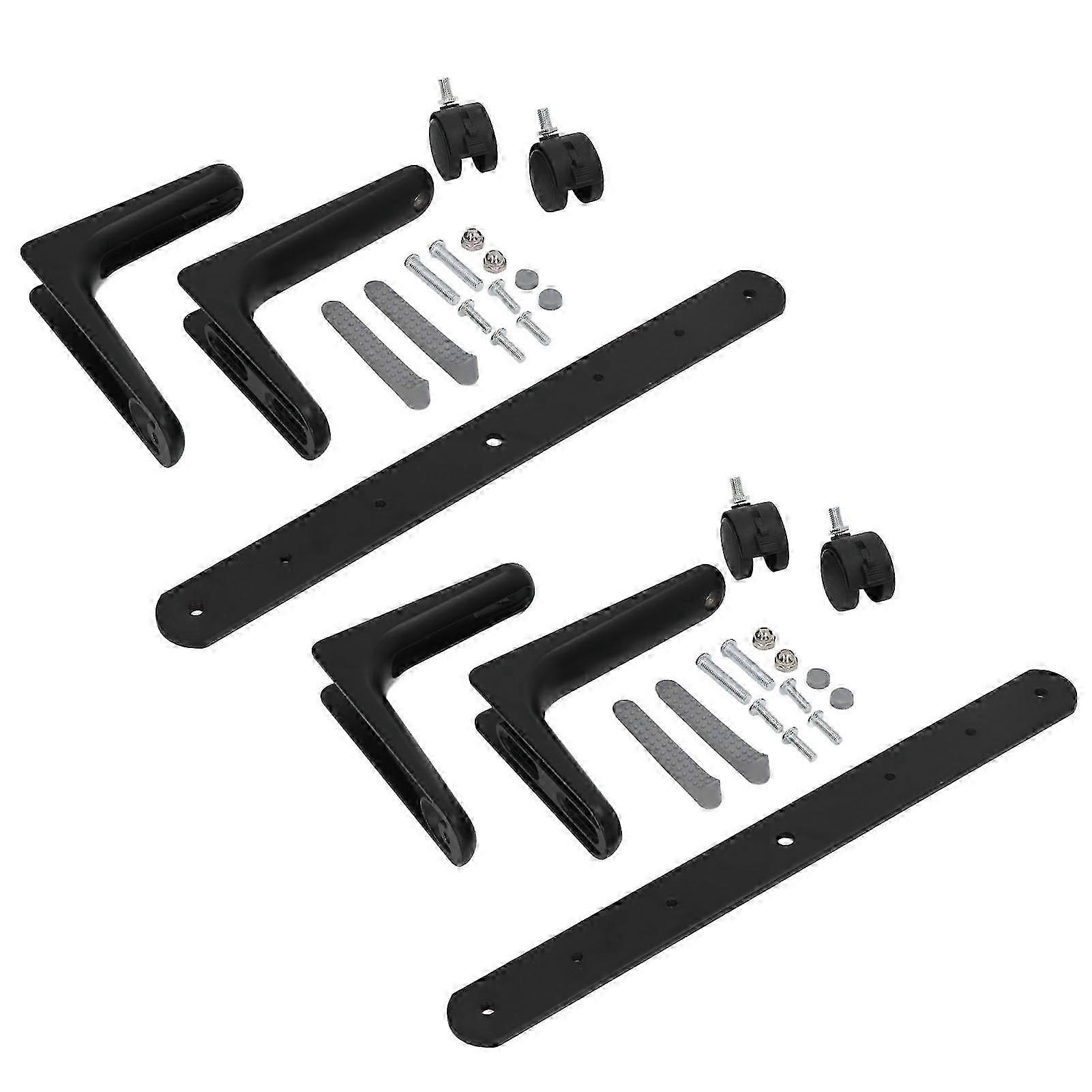 2 Set Room Divider Screen Holder Width Adjustable Movable Aluminum Alloy Screen Partition Feet Holder with Wheels Black