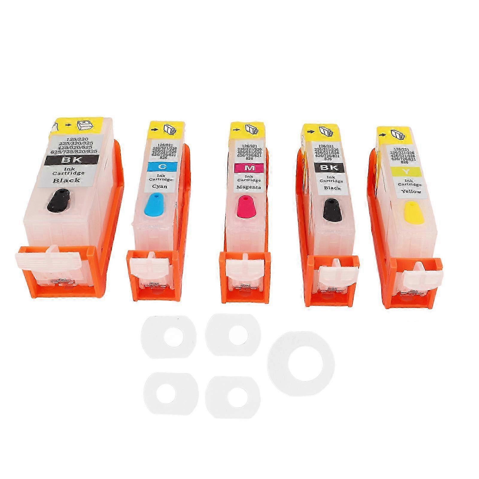 5PCS Ink Cartridge PP 4 Colors Good Air Tightness Smooth Output Cartridge Combo Pack for Printer 125-125