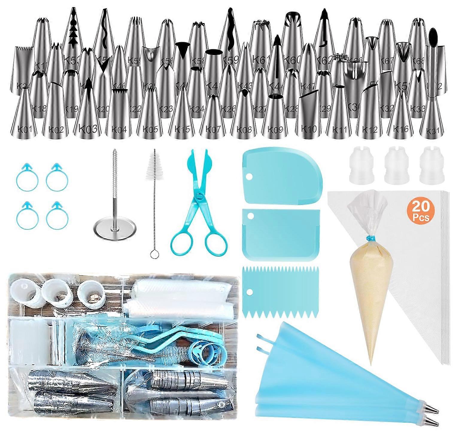 Decorative Piping Bags and Tips Sets, 90 Pcs Cake Decorating Kit with Pattern Chart and Foldable Storage Case for Beginners and Professionals