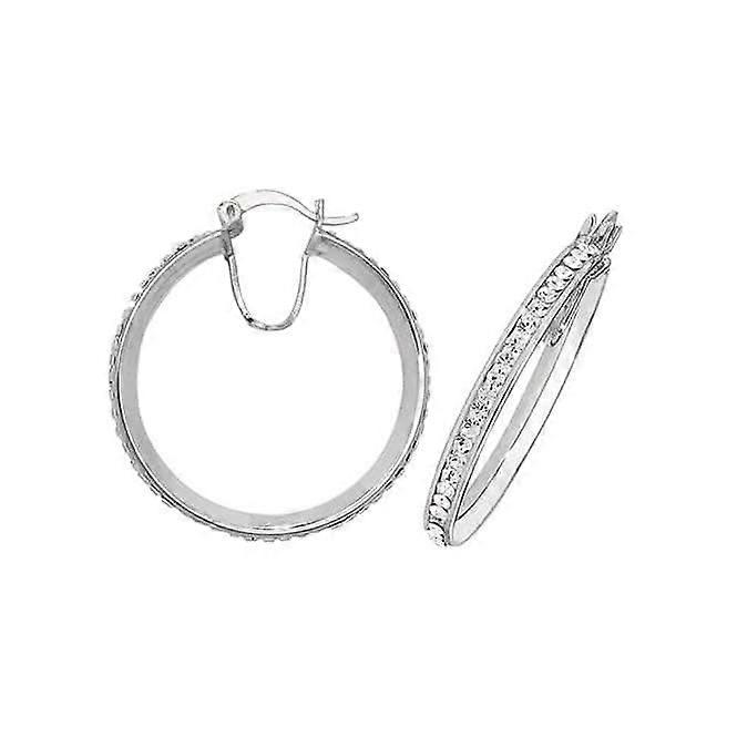 Acotis Silver Hoop Earrings Crystal G51018