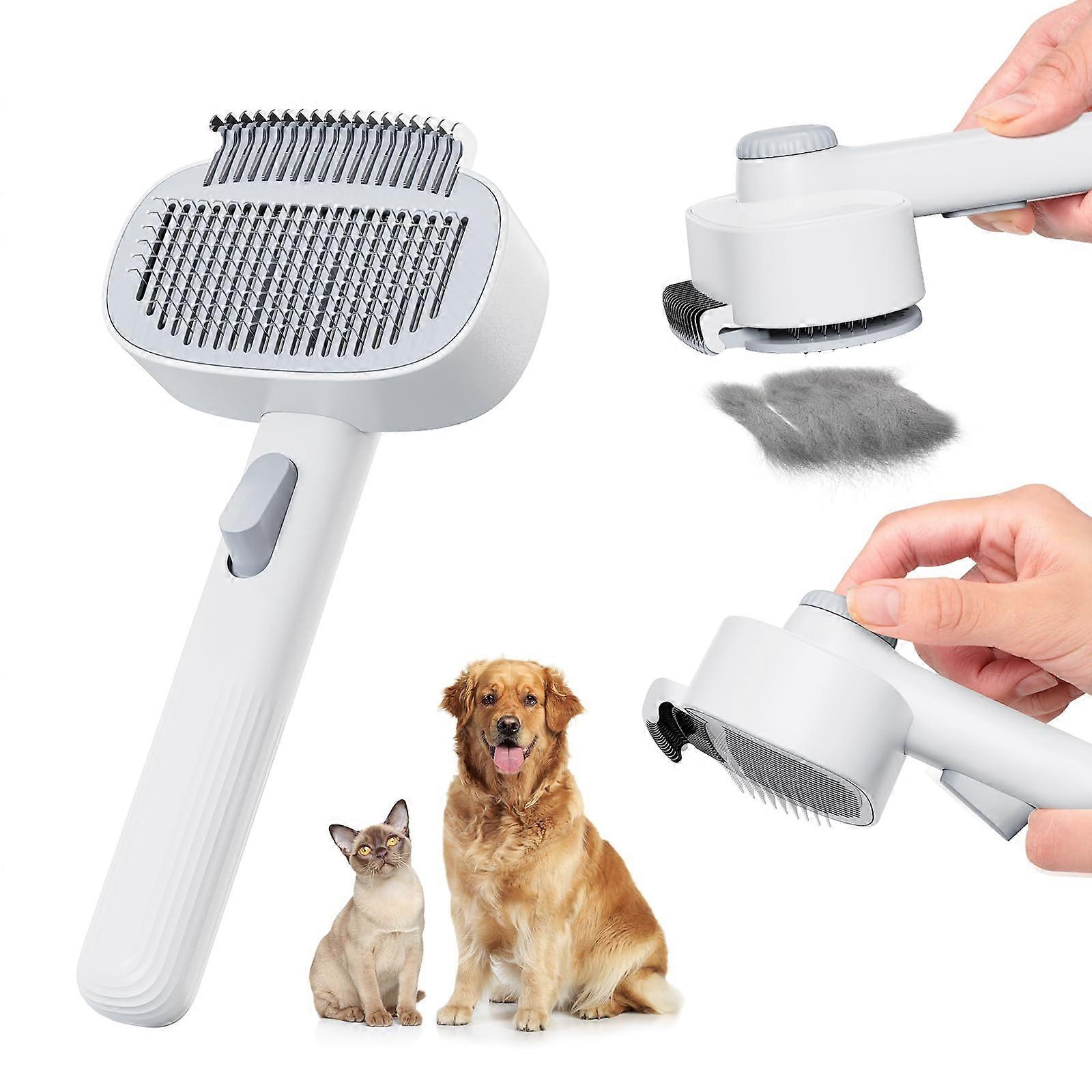 Cat Brush Self-Cleaning Indoor Deshedding Tool For Long Or Short Haired Cats And Dogs