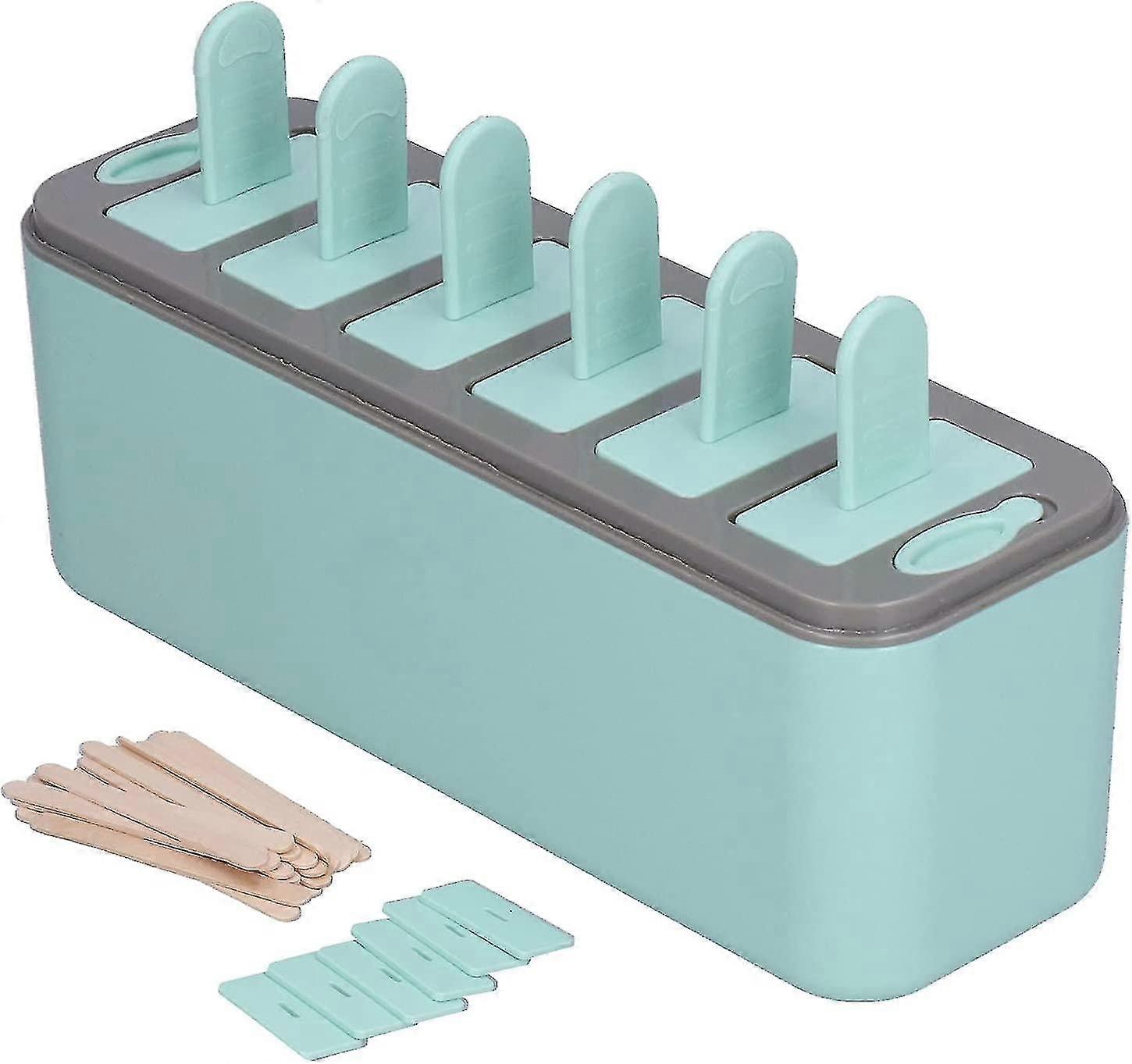FFY 6-Cavity Silicone Popsicle Molds, 20 Sticks, Automatic Demoulding and Handle Cover for Ice Cream Bars