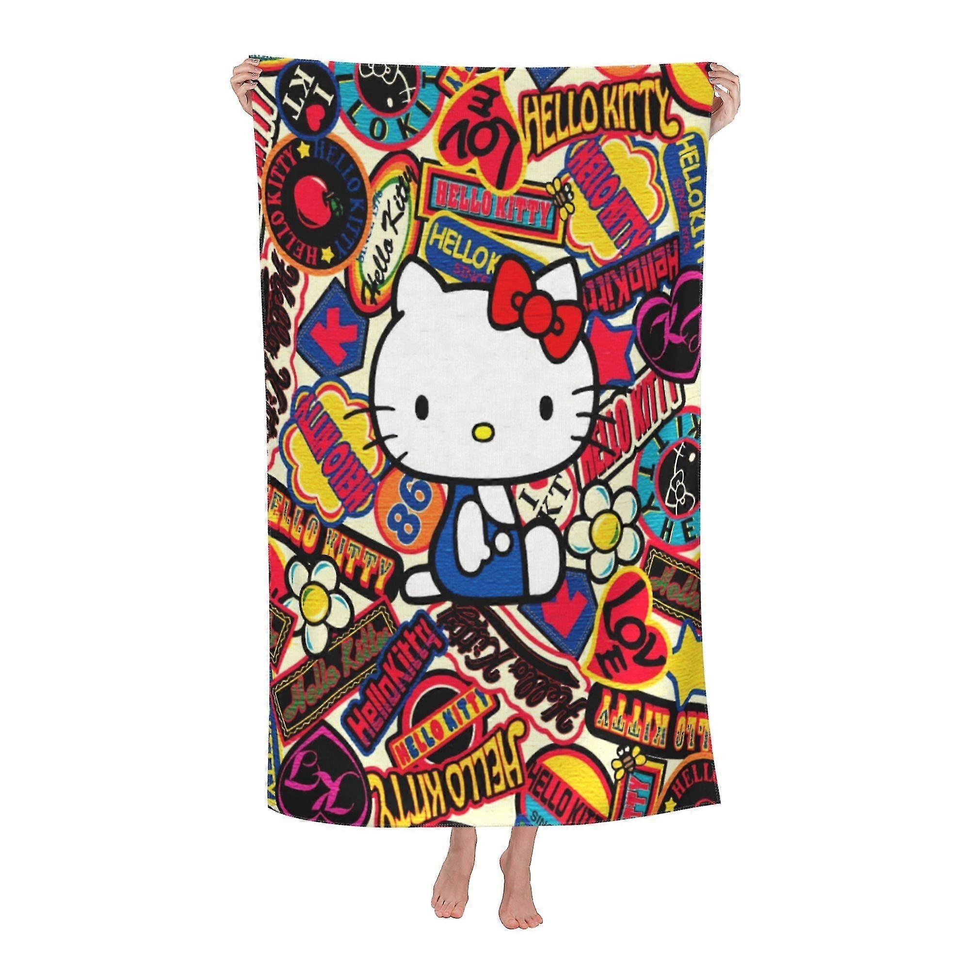 헬로 키티 비치 타월, 대형 마이크로 화이버 목욕 타월, 여행 용품 선물, 여성용 남성 러블리 비치 타월