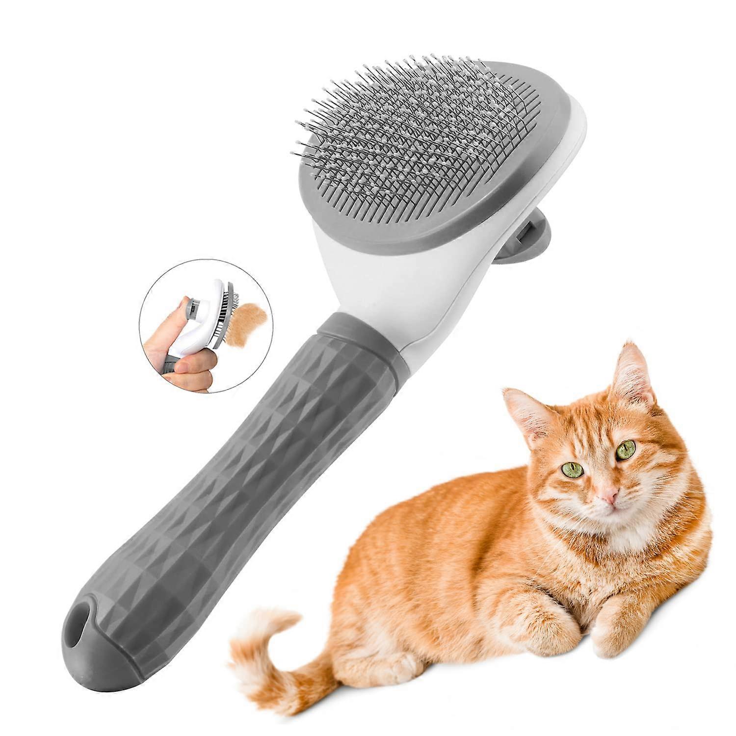 Cat care brush, Slicker brush that cleanses itself for pets
