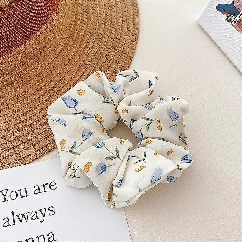Korean Floral Print Elastic Hair Scrunchies - Sweet Fabric Hair Ties &