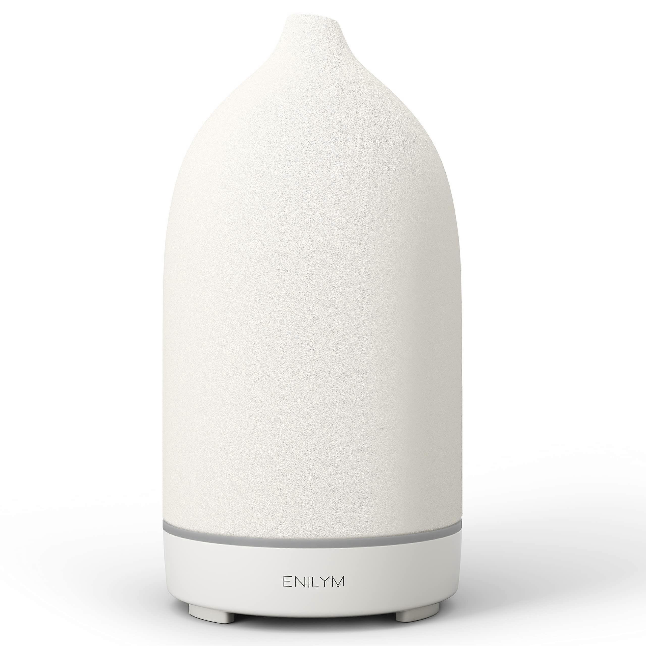 Essential Oil Diffuser - Handmade Ceramic Aromatherapy Diffuser with 9-Color Nightlight for Home, Automatic Operation, White