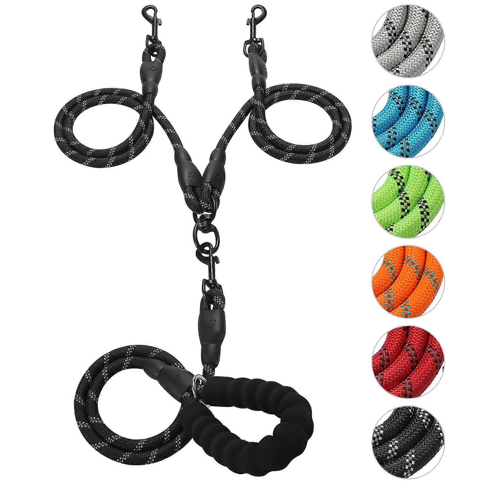 Double Dog Leash Reflective Detachable Coupler and Tangle Free for Large and Medium Dogs