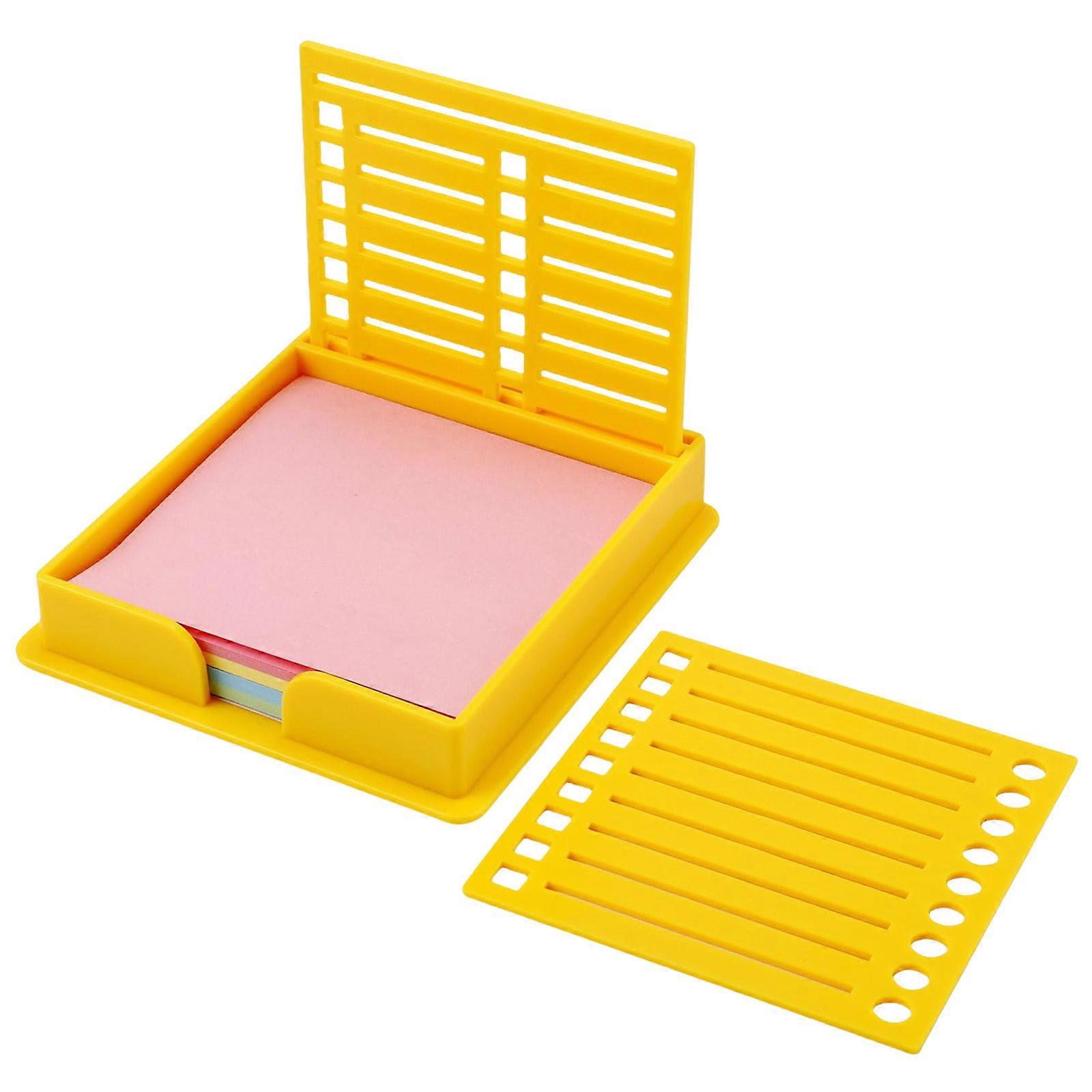 Multipurpose Office Desk Sticky Note Holder with Stencil Templates for Enhances Note Taking and Desk Organization Yellow