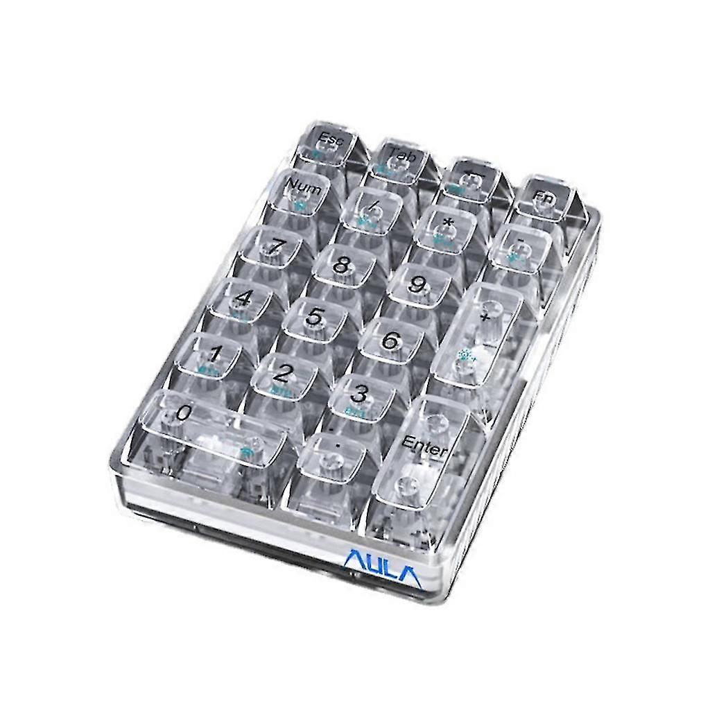 WhiteBluetooth-compatible Number Pad Mechanical Numeric Keypad 21 Key Transparent